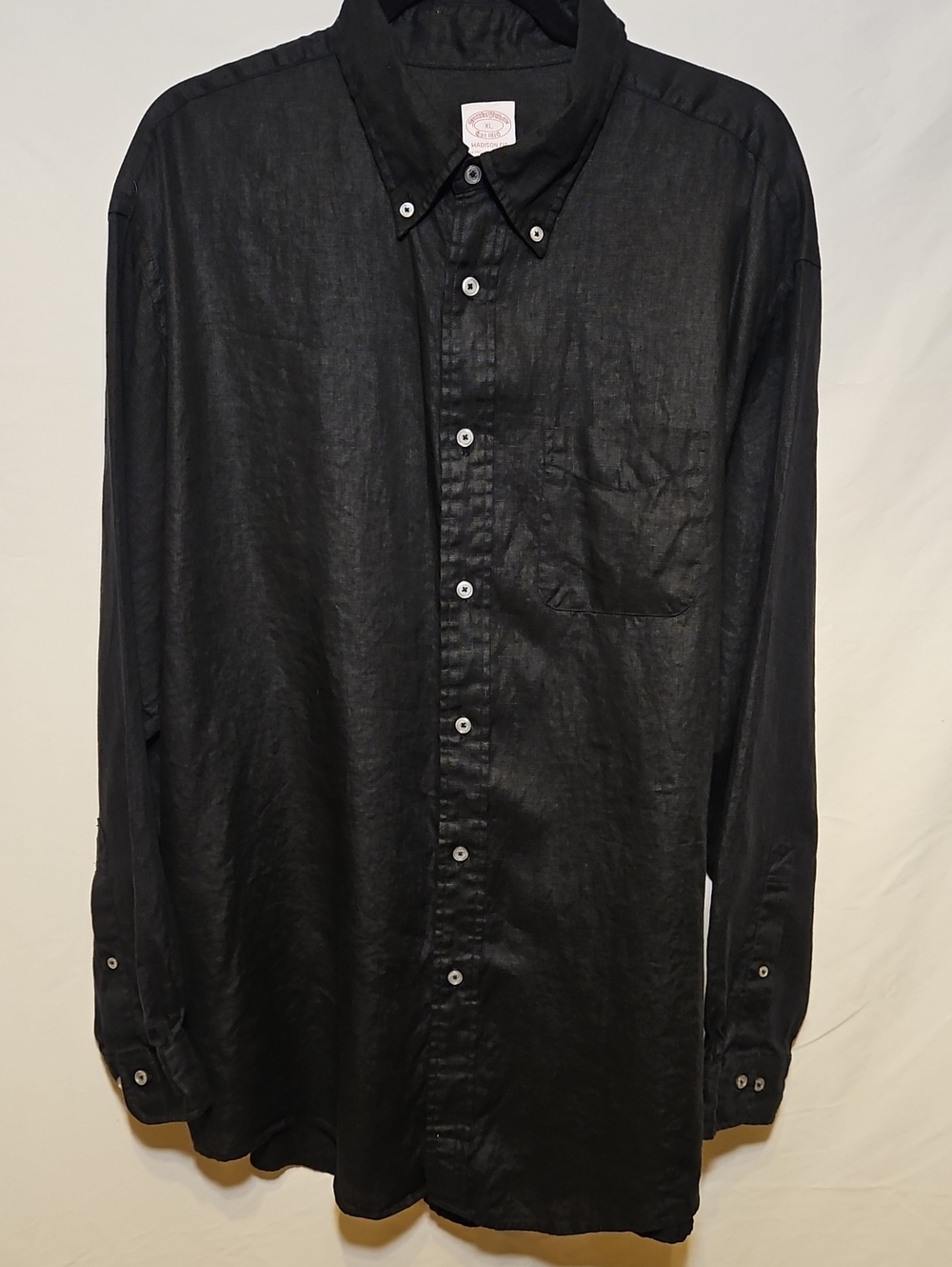 Brooks Brothers Mens XL Black Baird McNutt Irish Linen Button Down Shirt